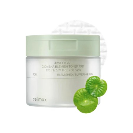 CELIMAX- JI WOO GAE CICA BHA BLEMISH TONER PAD (60 PADS)